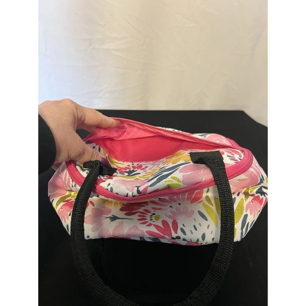fit + fresh Insulated Lunch Bag Multicolor Pink Zip Close Outside Inside Pocket‎